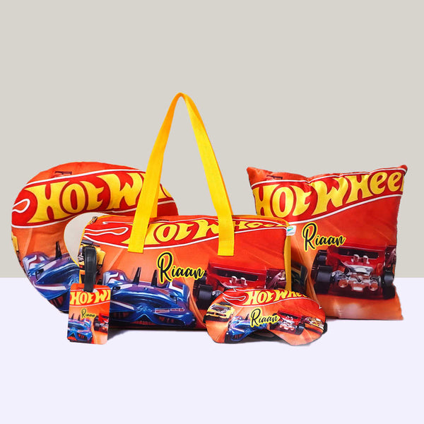 Personalised Car Printed Kids Duffle Bag Combo Gift Set